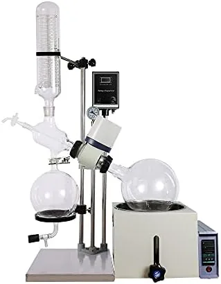 hnzxib lab rotary evaporator re 501 5l high borosilicate glass 304 stainless steel water bath digital display stepless speed control manual lifting vertical coiled condenser 110v60hz